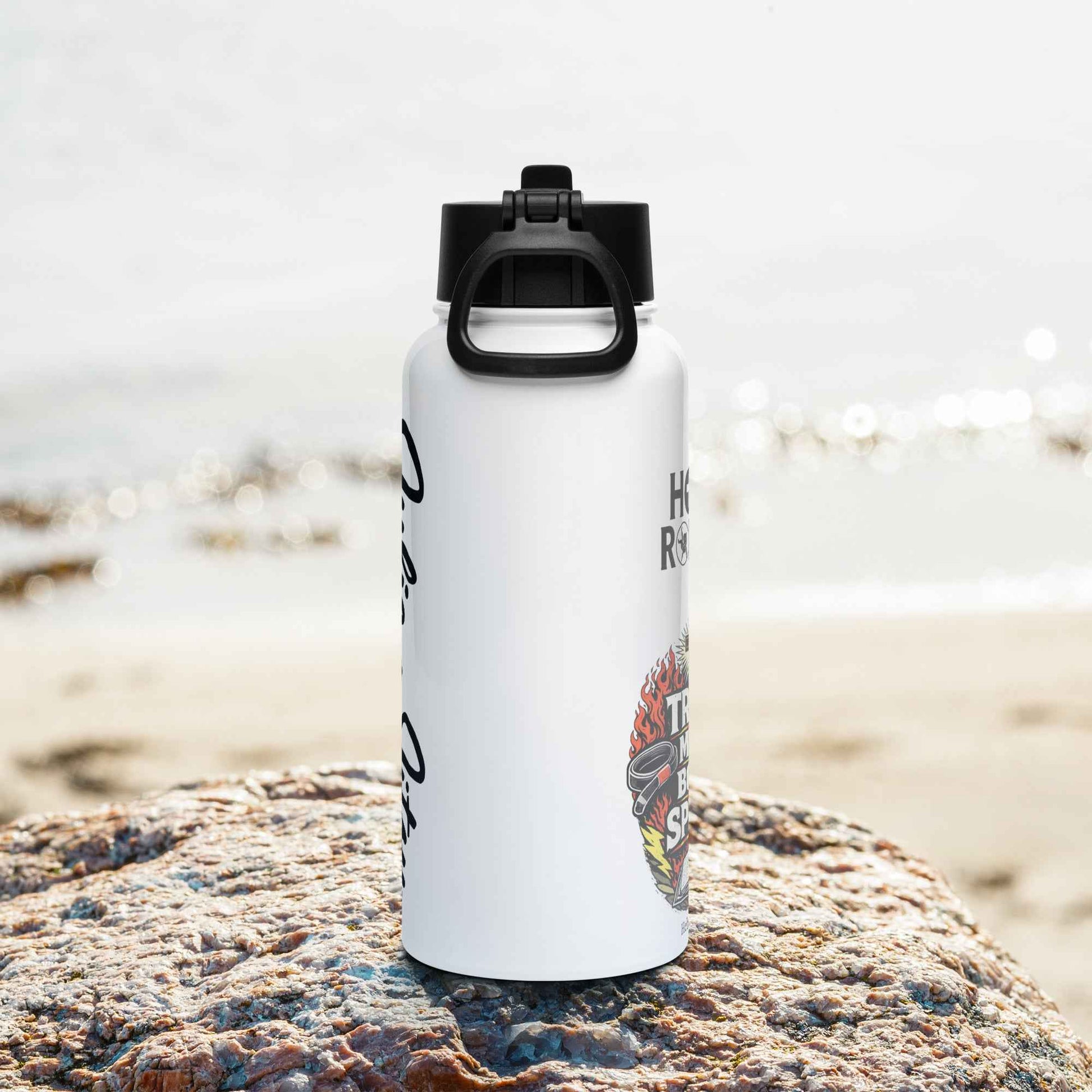 Holy Roller Red - Stainless steel water bottle with a straw lid