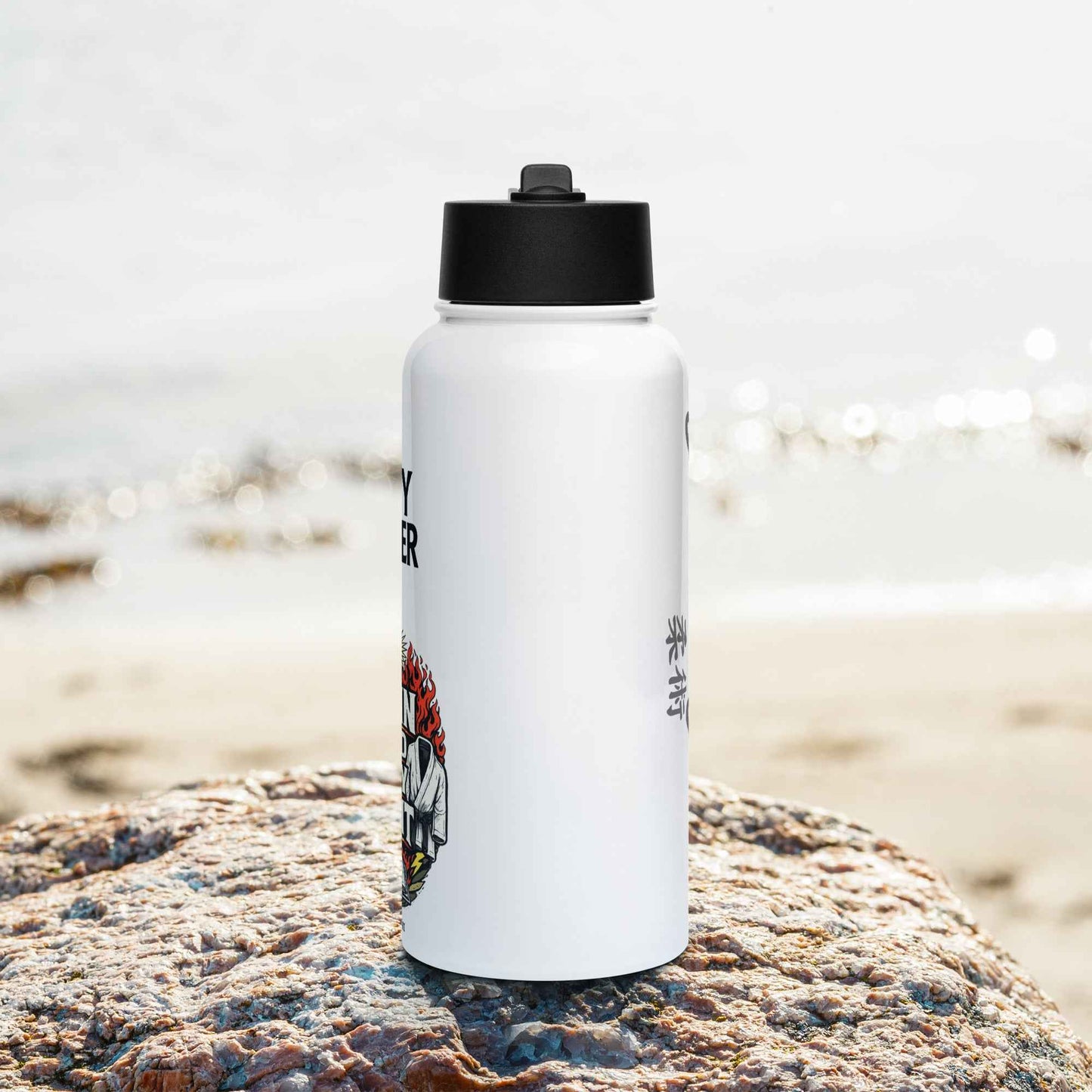 Holy Roller Red - Stainless steel water bottle with a straw lid