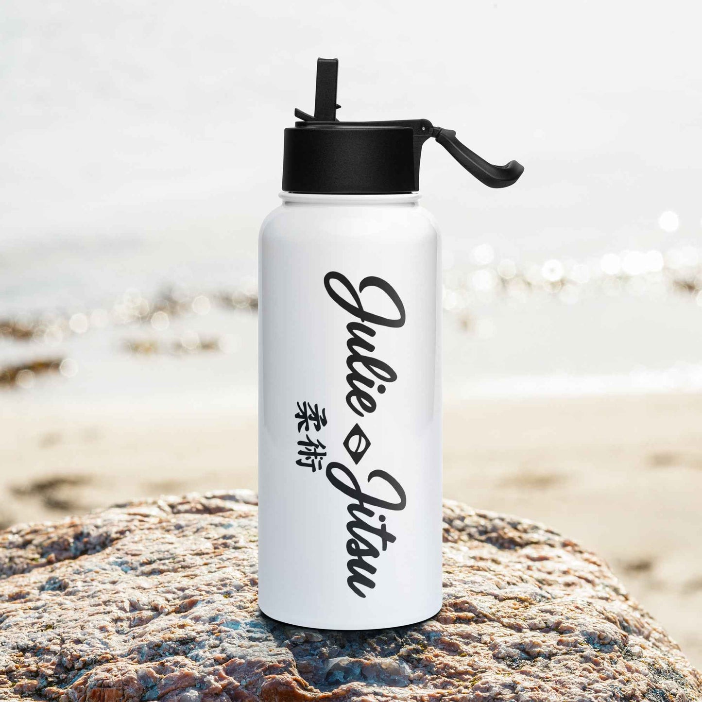 Holy Roller Red - Stainless steel water bottle with a straw lid